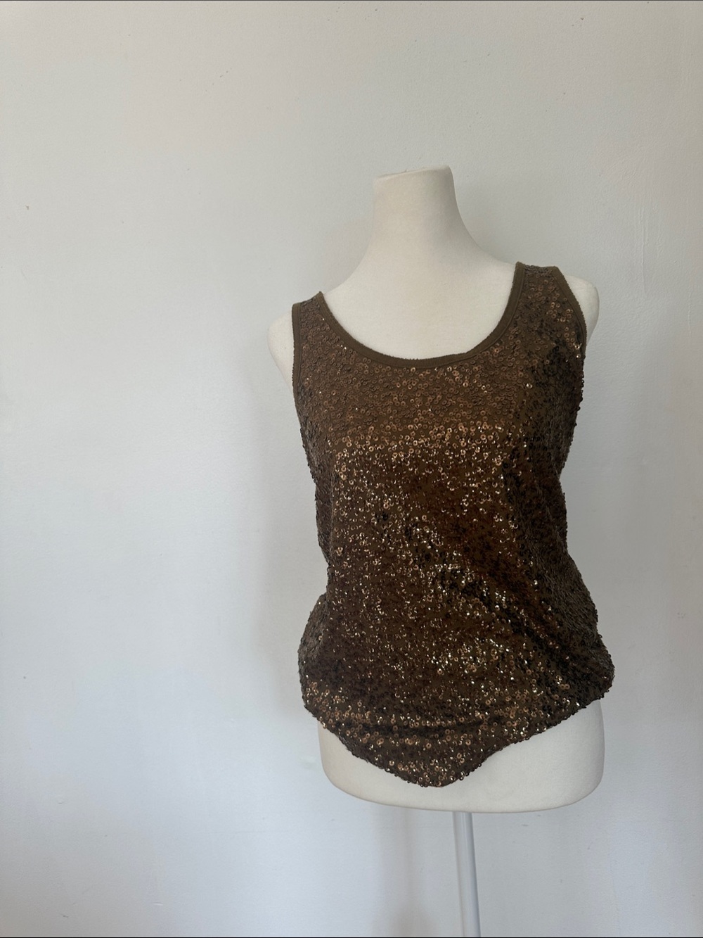 J. Crew Brown Sequin Scoop Neck Tank